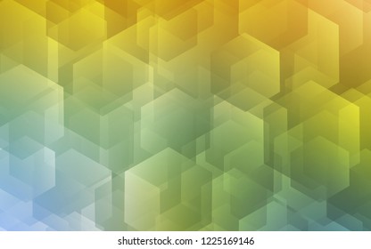 Light Green, Yellow vector layout with hexagonal shapes. Illustration of colored hexagons on white surface. Beautiful design for your business advert.