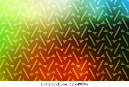 Light Green, Yellow vector layout with lines, triangles. Illustration with set of colorful triangles, lines. Template for wallpapers.