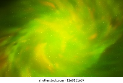 Light Green, Yellow vector layout with cosmic stars. Shining colored illustration with bright astronomical stars. Pattern for futuristic ad, booklets.