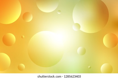 Light Green, Yellow vector layout with circle shapes. Blurred bubbles on abstract background with colorful gradient. Pattern can be used as texture of wallpapers.