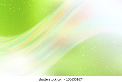 Light Green, Yellow vector layout with cosmic stars. Space stars on blurred abstract background with gradient. Pattern for astronomy websites.