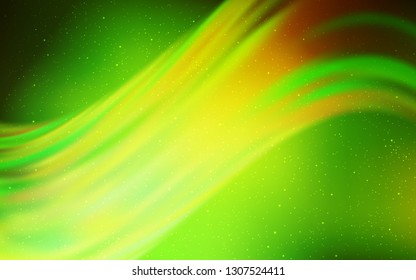 Light Green, Yellow vector layout with cosmic stars. Blurred decorative design in simple style with galaxy stars. Best design for your ad, poster, banner.