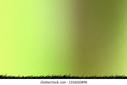 Light Green, Yellow vector layout with cosmic stars. Shining illustration with sky stars on abstract template. Pattern for astronomy websites.