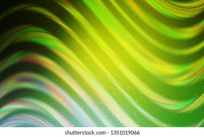 Light Green, Yellow vector layout with cosmic stars. Space stars on blurred abstract background with gradient. Pattern for futuristic ad, booklets.