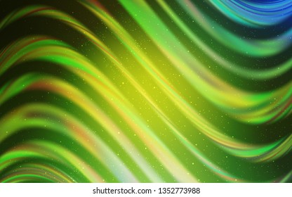 Light Green, Yellow vector layout with cosmic stars. Glitter abstract illustration with colorful cosmic stars. Pattern for astronomy websites.