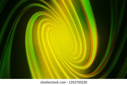 Light Green, Yellow vector layout with cosmic stars. Space stars on blurred abstract background with gradient. Template for cosmic backgrounds.