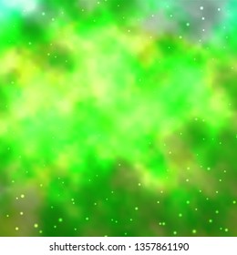 Light Green, Yellow vector layout with bright stars. Shining colorful illustration with small and big stars. Design for your business promotion.