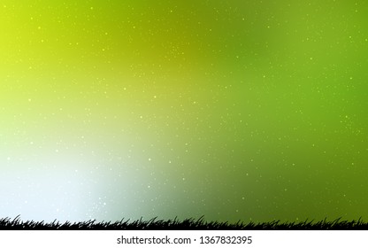Light Green, Yellow vector layout with cosmic stars. Blurred decorative design in simple style with galaxy stars. Smart design for your business advert.