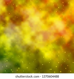 Light Green, Yellow vector layout with bright stars. Decorative illustration with stars on abstract template. Design for your business promotion.