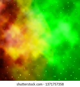 Light Green, Yellow vector layout with bright stars. Shining colorful illustration with small and big stars. Pattern for websites, landing pages.