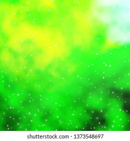 Light Green, Yellow vector layout with bright stars. Modern geometric abstract illustration with stars. Pattern for websites, landing pages.