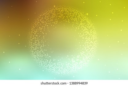 Light Green, Yellow vector layout with cosmic stars. Glitter abstract illustration with colorful cosmic stars. Best design for your ad, poster, banner.