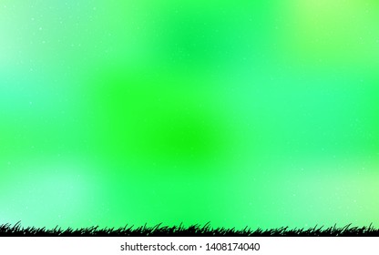 Light Green, Yellow vector layout with cosmic stars. Blurred decorative design in simple style with galaxy stars. Pattern for astronomy websites.