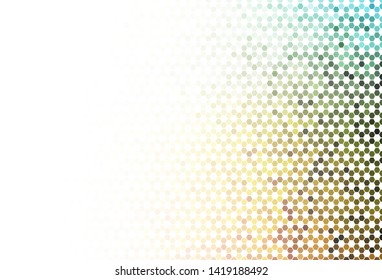 Light Green, Yellow vector layout with hexagonal shapes. Blur background with colorful hexagons. Pattern for landing pages.