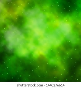 Light Green, Yellow vector layout with bright stars. Shining colorful illustration with small and big stars. Pattern for new year ad, booklets.