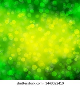 Light Green, Yellow vector layout with circles. Glitter abstract illustration with colorful drops. Design for your commercials.