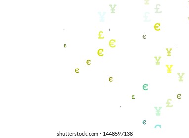 Light Green, Yellow vector layout with banking symbols. Modern abstract illustration with symbols of money. Best design for your ad, poster, banner of money.