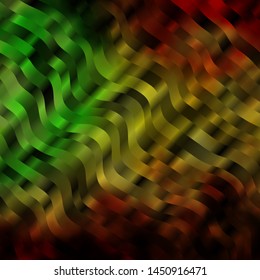 Light Green, Yellow vector layout with wry lines. Abstract illustration with bandy gradient lines. Pattern for websites, landing pages.