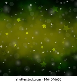 Light Green, Yellow vector layout with circles, stars. Illustration with set of colorful abstract spheres, stars. Template for business cards, websites.