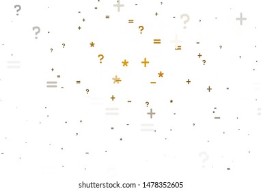 Light Green, Yellow vector layout with algebra elements. Illustration with Numeral symbols on abstract template. Template for landing page of typography.