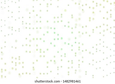 Light Green, Yellow vector layout with algebra elements. Illustration with Numeral symbols on abstract template. Pattern for ad, booklets, leaflets of education.