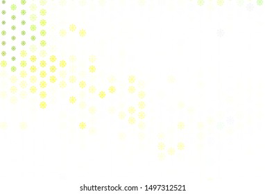 Light Green, Yellow vector layout with bright snowflakes. Colorful decorative design in xmas style with snow. New year design for business advert.
