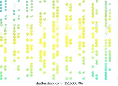 Light Green, Yellow vector layout with bright snowflakes. Blurred decorative design in xmas style with snow. The pattern can be used for new year ad, booklets.
