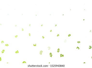 Light Green, Yellow vector layout with banking symbols. Colored symbols of currency on white background. Pattern for bank ads, posters, banners.