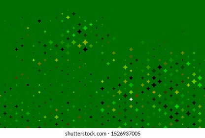 Light Green, Yellow vector layout with bright stars. Shining colored illustration with stars. The template can be used as a background.
