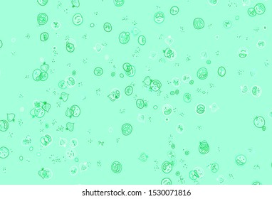 Light Green, Yellow vector layout with restaurant food. Decorative illustration with food on abstract template. Doodle design for your business advert of cafes.