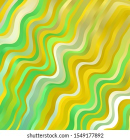 Light Green, Yellow vector layout with wry lines. Colorful illustration in abstract style with bent lines. Pattern for ads, commercials.