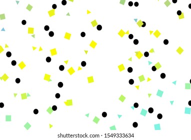 Light Green, Yellow vector layout with circles, lines, rectangles. Illustration with set of colorful circles, triangles, squares. Pattern for busines ad, booklets, leaflets