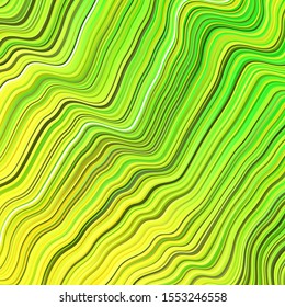 Light Green, Yellow vector layout with wry lines. Illustration in abstract style with gradient curved.  Best design for your ad, poster, banner.
