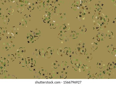 Light Green, Yellow vector layout with algebra elements. Colored mathematic signs with gradient on white background. Pattern for ad, booklets, leaflets of education.