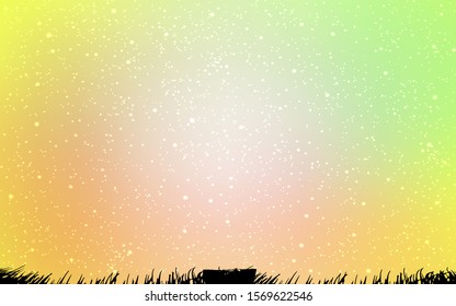 Light Green, Yellow vector layout with cosmic stars. Glitter abstract illustration with colorful cosmic stars. Best design for your ad, poster, banner.