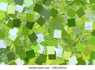 Light Green, Yellow vector layout with circles, lines, rectangles. Abstract gradient illustration with circles, triangles, cubes. Modern template for landing page.