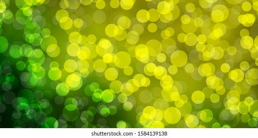 Light Green, Yellow vector layout with circle shapes. Illustration with set of shining colorful abstract spheres. Pattern for booklets, leaflets.