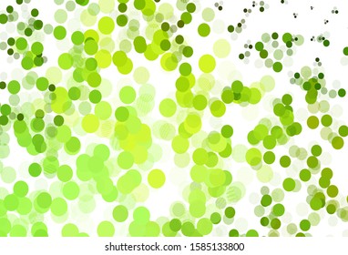 Light Green, Yellow vector layout with circle shapes. Glitter abstract illustration with blurred drops of rain. Design for poster, banner of websites.