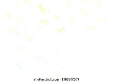 Light Green, Yellow vector layout with discount of 30, 50, 90%. Abstract illustration with colorful gradient symbols of sales. Design for business ads, commercials.
