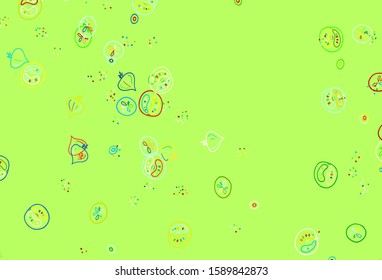 Light Green, Yellow vector layout with restaurant food. Decorative illustration with food on abstract template. Doodle design for your business advert of cafes.