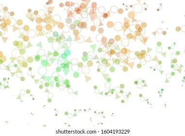 Light Green, Yellow vector layout with circles, lines. Decorative design in abstract style with lines, dots. Pattern for commercials.