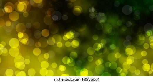 Light Green, Yellow vector layout with circle shapes. Colorful illustration with gradient dots in nature style. New template for a brand book.