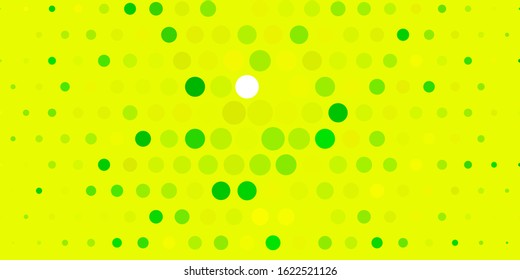 Light Green, Yellow vector layout with circle shapes. Glitter abstract illustration with colorful drops. Pattern for booklets, leaflets.