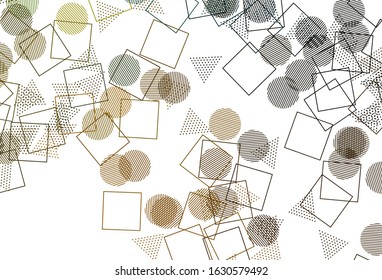 Light Green, Yellow vector layout with circles, lines, rectangles. Glitter abstract illustration with spheres, squares, lines. Pattern for commercials.