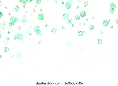 Light Green, Yellow vector layout with restaurant food. Colorful decorative design of snacks in doodle style. Doodle design for your business advert of cafes.