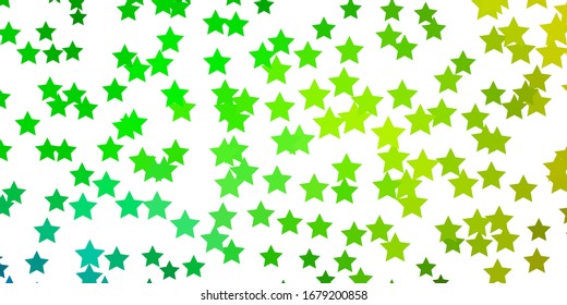 Light Green, Yellow vector layout with bright stars. Colorful illustration in abstract style with gradient stars. Pattern for new year ad, booklets.