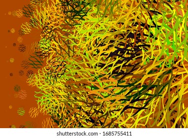 Light Green, Yellow vector layout with wry lines. A shining illustration, which consists of curved lines. The best colorful design for your business.