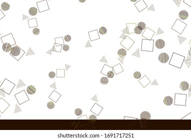 Diseño vectorial verde claro, amarillo con círculos, líneas, rectángulos. Ilustración abstracta brillante con esferas, cuadrados, líneas. Patrón para sitios web.