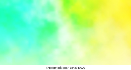 Light Green, Yellow vector layout with cloudscape. Gradient illustration with colorful sky, clouds. Template for landing pages.