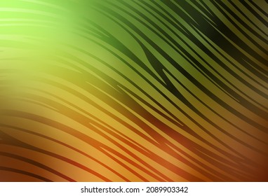 Light Green, Yellow vector layout with bent lines. A shining illustration, which consists of curved lines. Simple template for your design.
